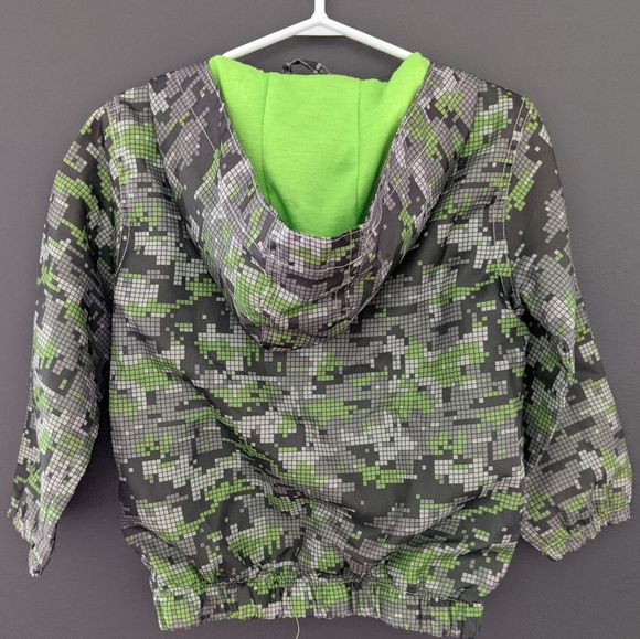 Green & grey hooded windbreaker zip up jacket - Picture 2 of 3